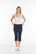 Pull-On Midnight Blue Capri Pants With Pockets
