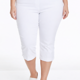 Plus Size White Pull On Capri Pants With Pockets