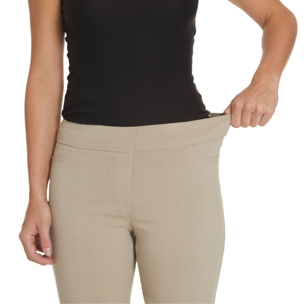 Pull-On Stone Capri Pants With Pockets