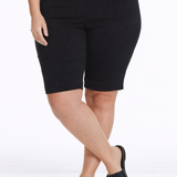 Plus Size Black Pull On Walking Shorts With Pockets