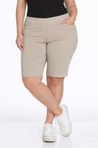Plus Size Stone Pull On Walking Shorts With Pockets