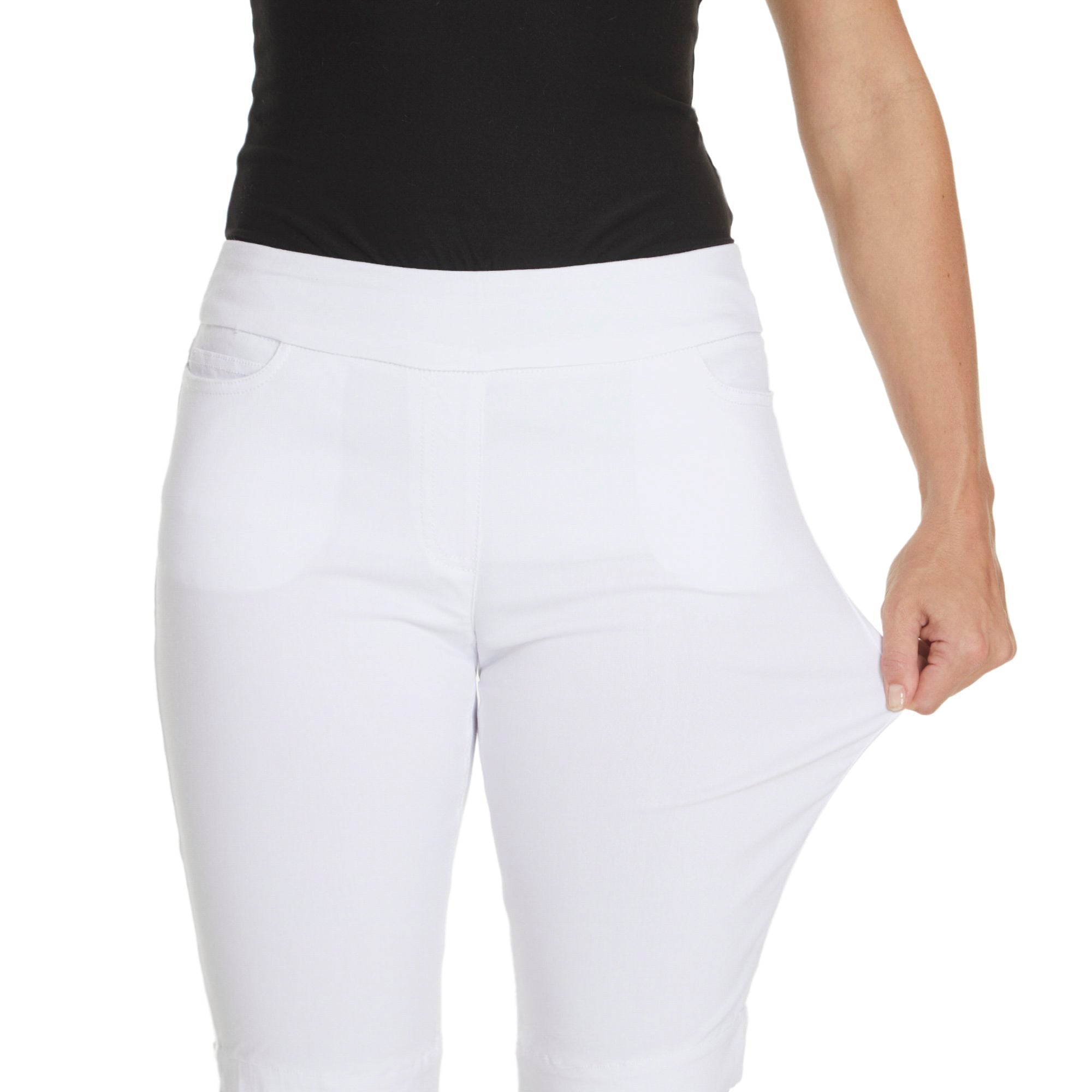 White Pull On Walking Shorts With Pockets