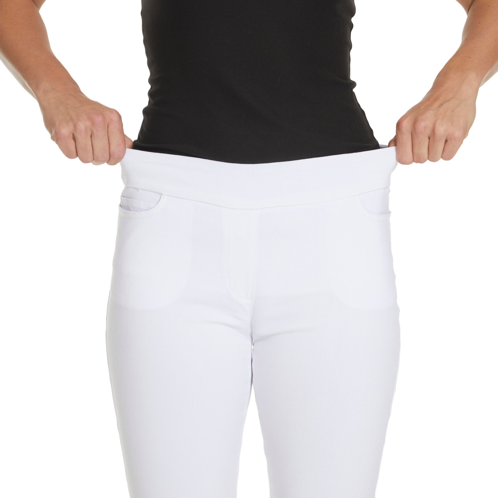 White Pull On Walking Shorts With Pockets
