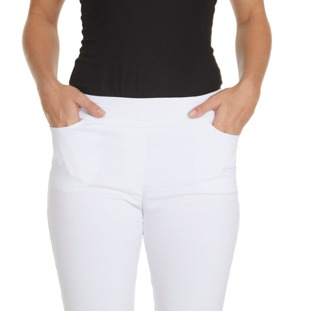 White Pull On Walking Shorts With Pockets