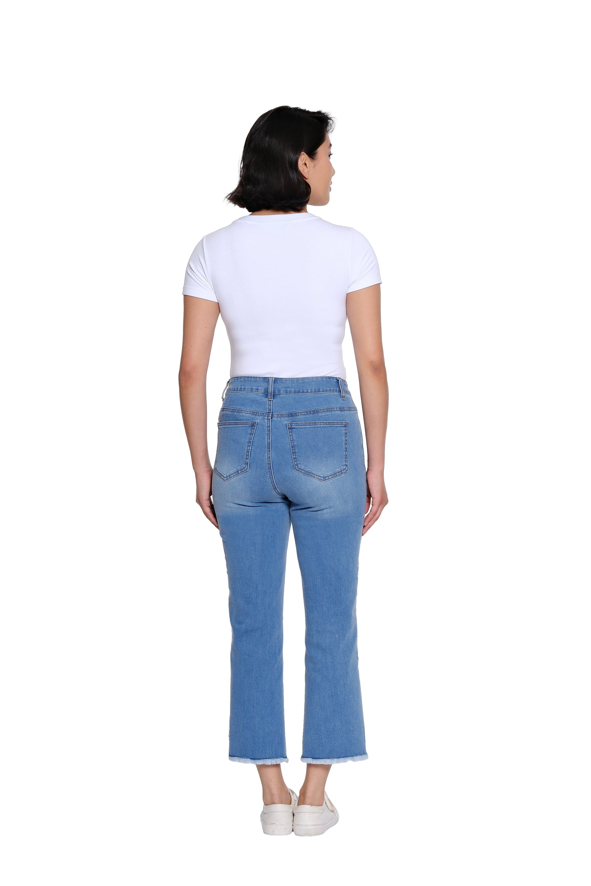 Denim Crop Pant with Appliqué Detail - Petite - Medium Indigo