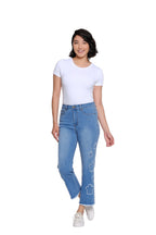Denim Crop Pant with Appliqué Detail - Petite - Medium Indigo