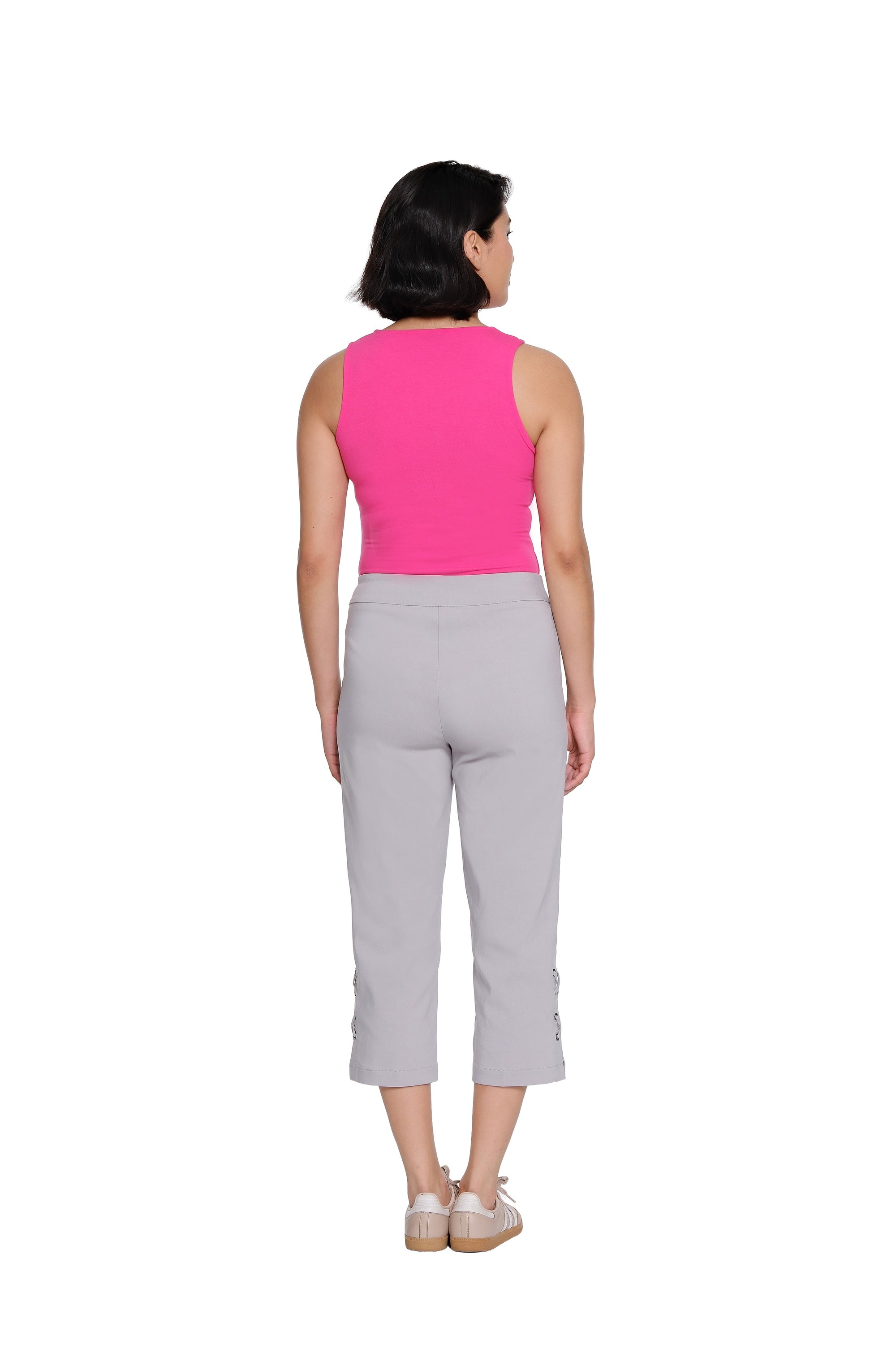 Pull-On Crop Pant with Double X-Strap Hem - Petite - Dove Grey