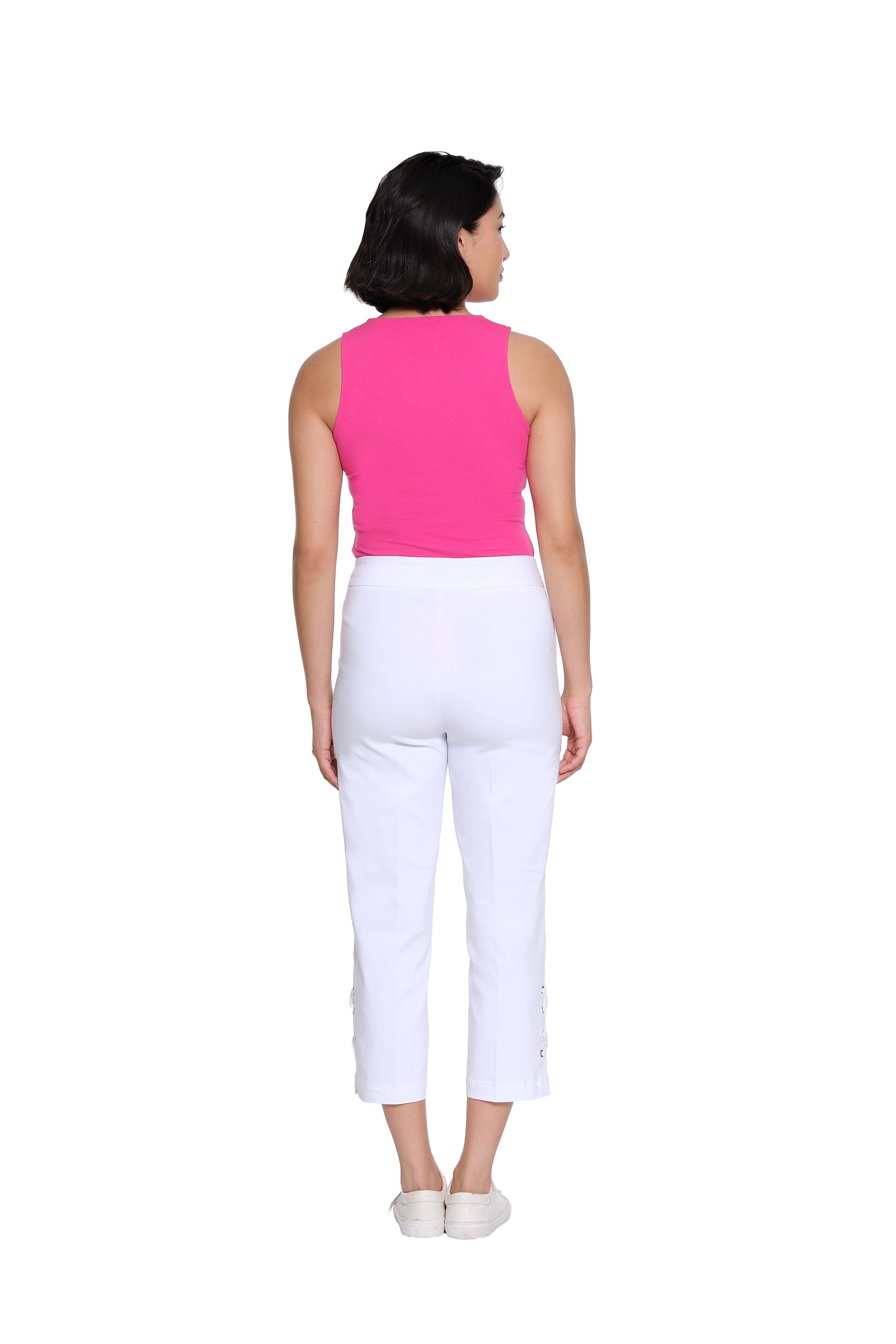 Pull-On Crop Pant with Double X-Strap Hem - Plus - White