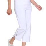Pull-On Crop Pant with Double X-Strap Hem - Petite - White