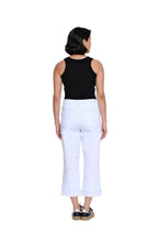 Denim Crop Pant with Double Fringe Hem - Plus - White