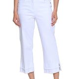 Denim Crop Pant with Double Fringe Hem - Plus - White
