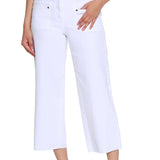 Stretch Denim Crop Pant with Double Belt Loops - Petite - White