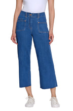 Stretch Denim Crop Pant with Double Belt Loops - Medium Indigo