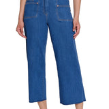 Stretch Denim Crop Pant with Double Belt Loops - Medium Indigo