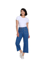 Stretch Denim Crop Pant with Double Belt Loops - Medium Indigo