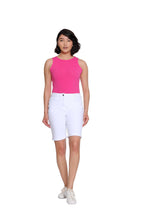 Stretch Denim Short with Rolled Hem - White