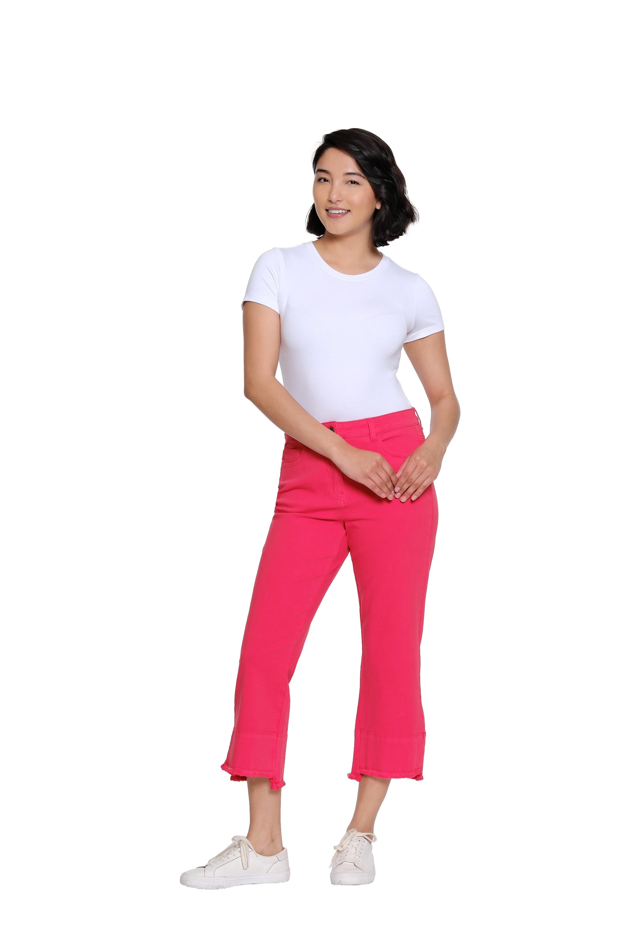 Garment-Dyed Stretch Denim Crop Pant - Plus - Fiery Red