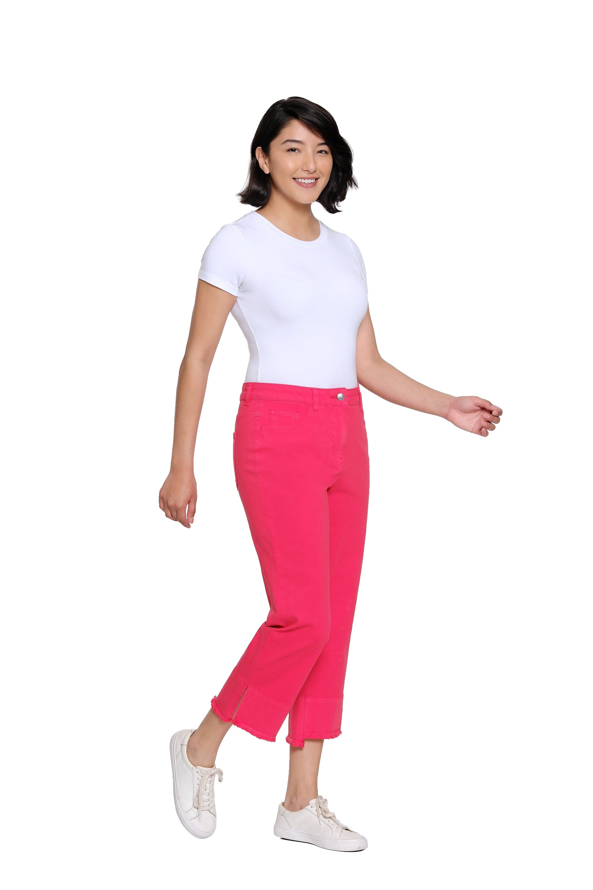 Garment-Dyed Stretch Denim Crop Pant - Petite - Fiery Red