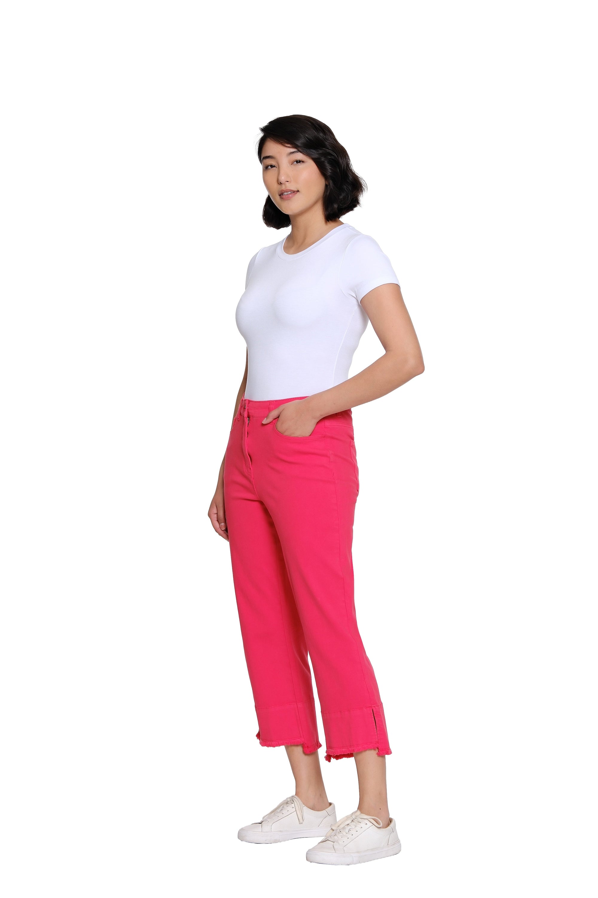 Garment-Dyed Stretch Denim Crop Pant - Petite - Fiery Red