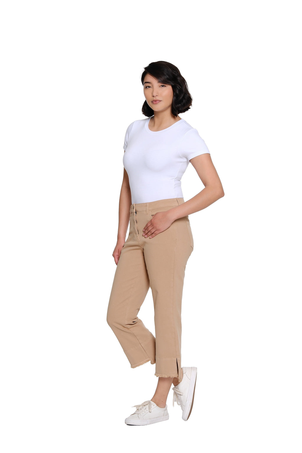 Garment-Dyed Stretch Denim Crop Pant - Plus - Khaki