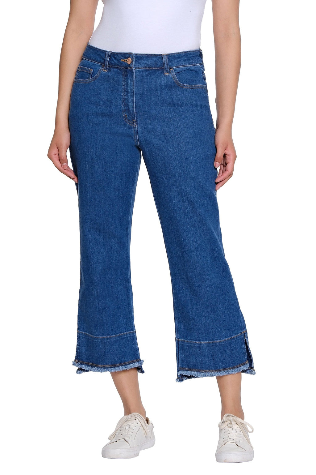 Garment-Dyed Stretch Denim Crop Pant - Plus - Medium Indigo