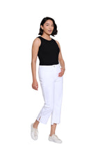 Garment-Dyed Stretch Denim Crop Pant - White