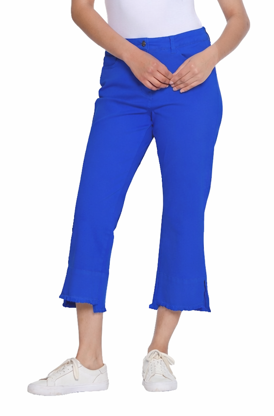 Garment-Dyed Stretch Denim Crop Pant - Electric Blue
