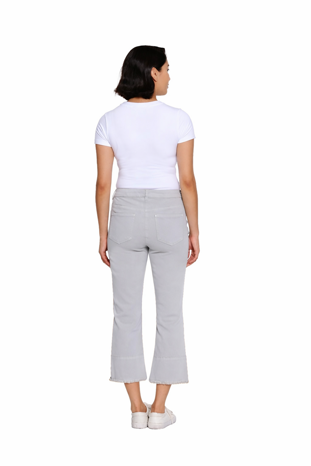 Garment-Dyed Stretch Denim Crop Pant - Petite - Ice Grey