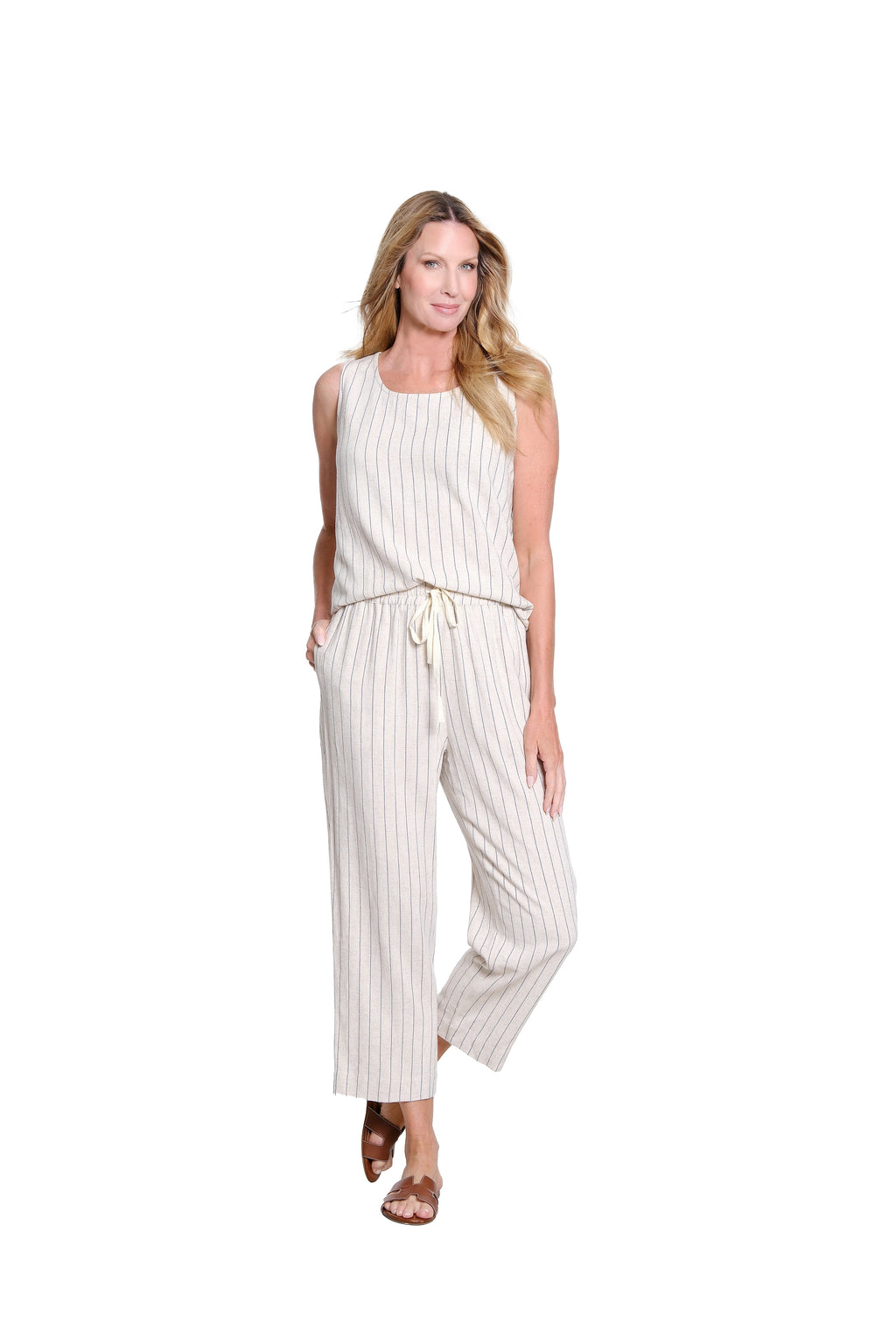 Stripe Pull-On Crop Pant - Plus - Flax