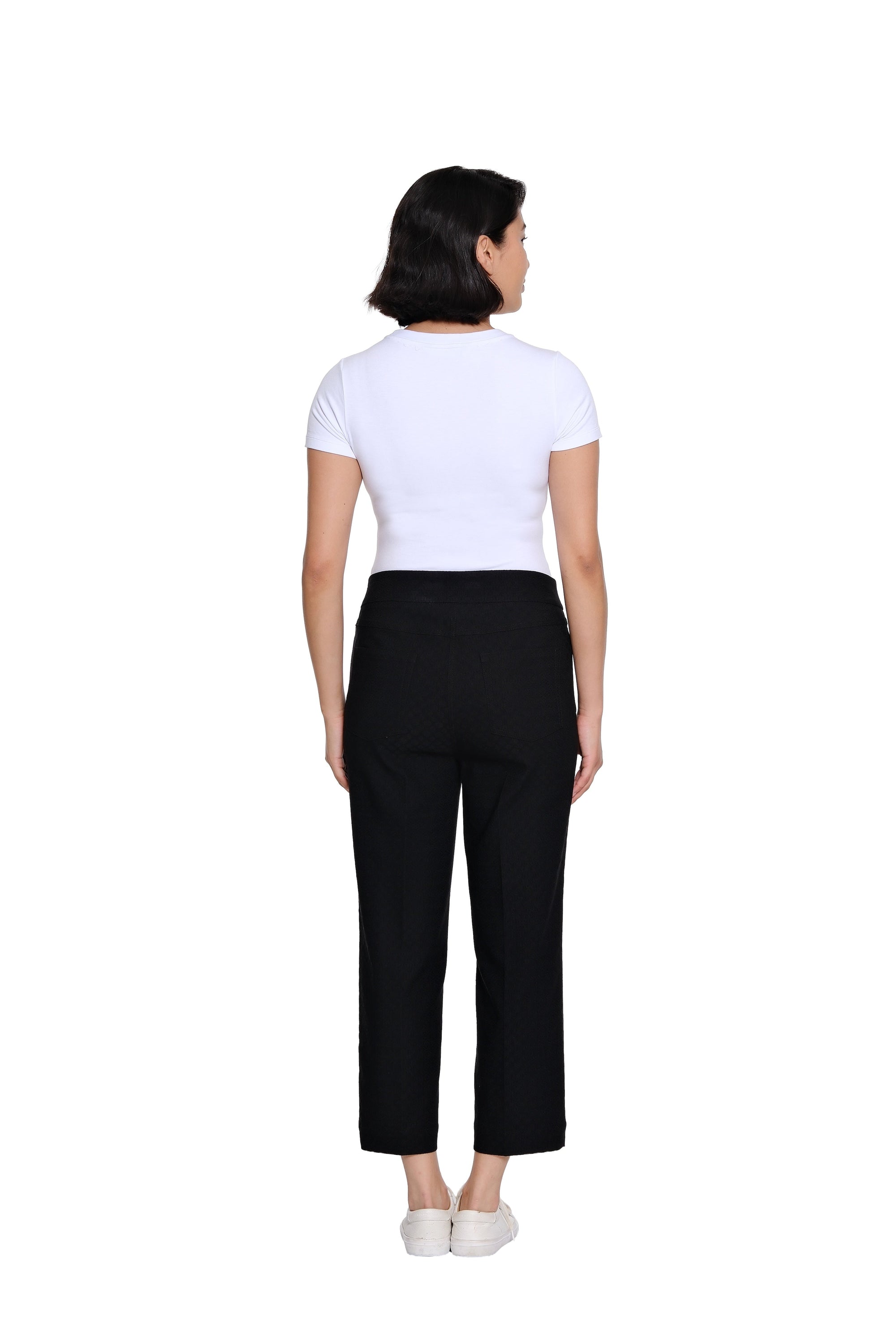 Jacquard Woven Crop Pant - Black