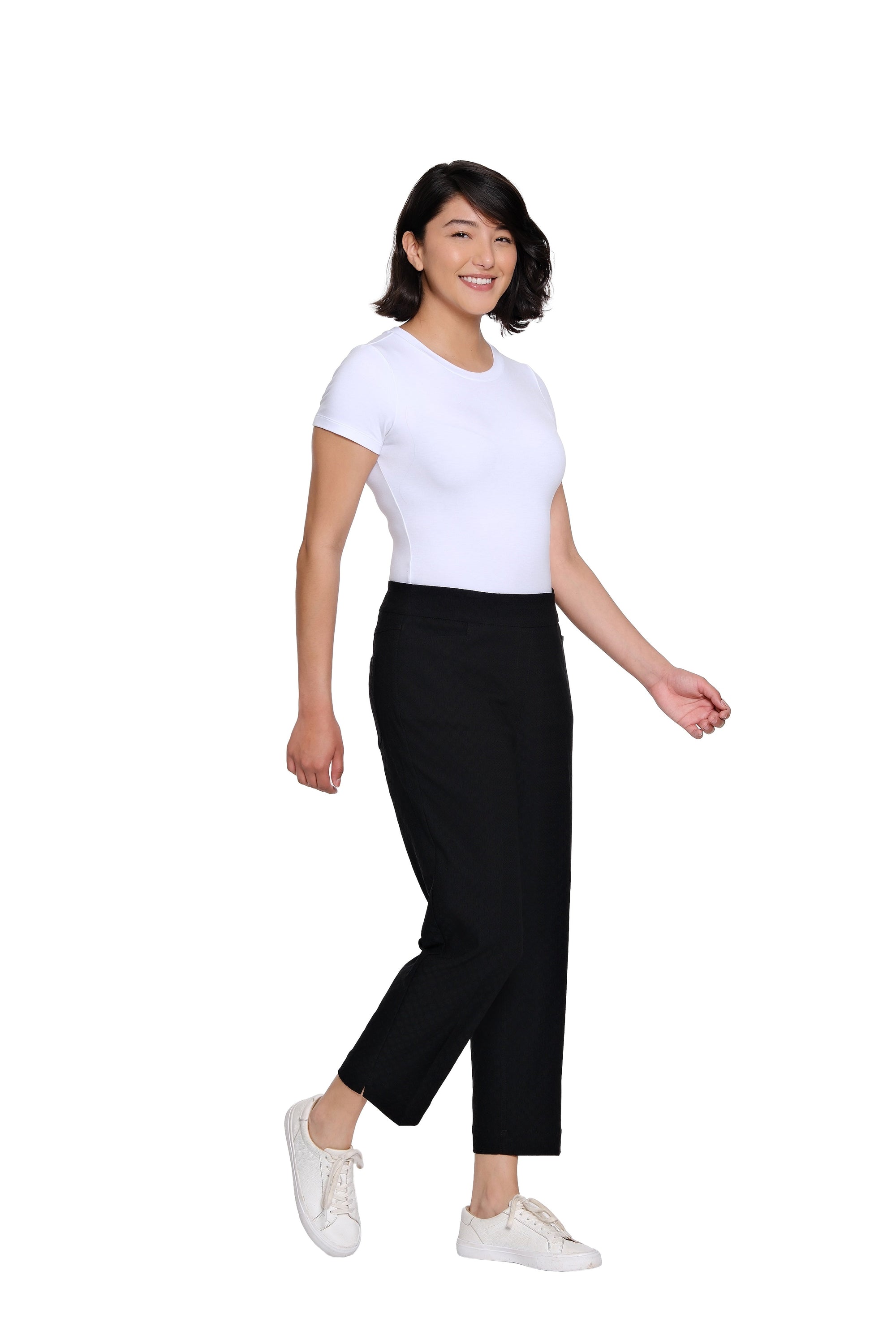 Jacquard Woven Crop Pant - Black