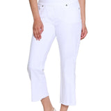 Stretch Denim Crop Pant with Fringe Hem - Plus - White