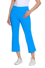 Stretch Denim Crop Pant with Fringe Hem - Plus - Bright Turquoise
