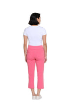 Stretch Denim Crop Pant with Fringe Hem - Plus - Coral Pink
