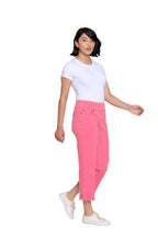 Stretch Denim Crop Pant with Fringe Hem - Plus - Coral Pink