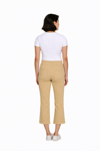 Stretch Denim Crop Pant with Fringe Hem - Plus - Khaki