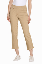 Stretch Denim Crop Pant with Fringe Hem - Plus - Khaki
