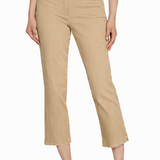 Stretch Denim Crop Pant with Fringe Hem - Plus - Khaki