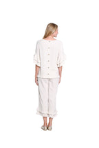 Textured Slub Crop Pant with Flounce Fringe Hem - Flax