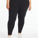 Plus Size Black Wide Band Pull-On Ankle Legging