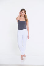 Plus Size Solid Fine Line Twill Ankle Pant - White