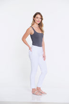 Plus Size Solid Fine Line Twill Ankle Pant - White