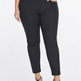 Plus Size Solid Fine Line Twill Ankle Pant - Black