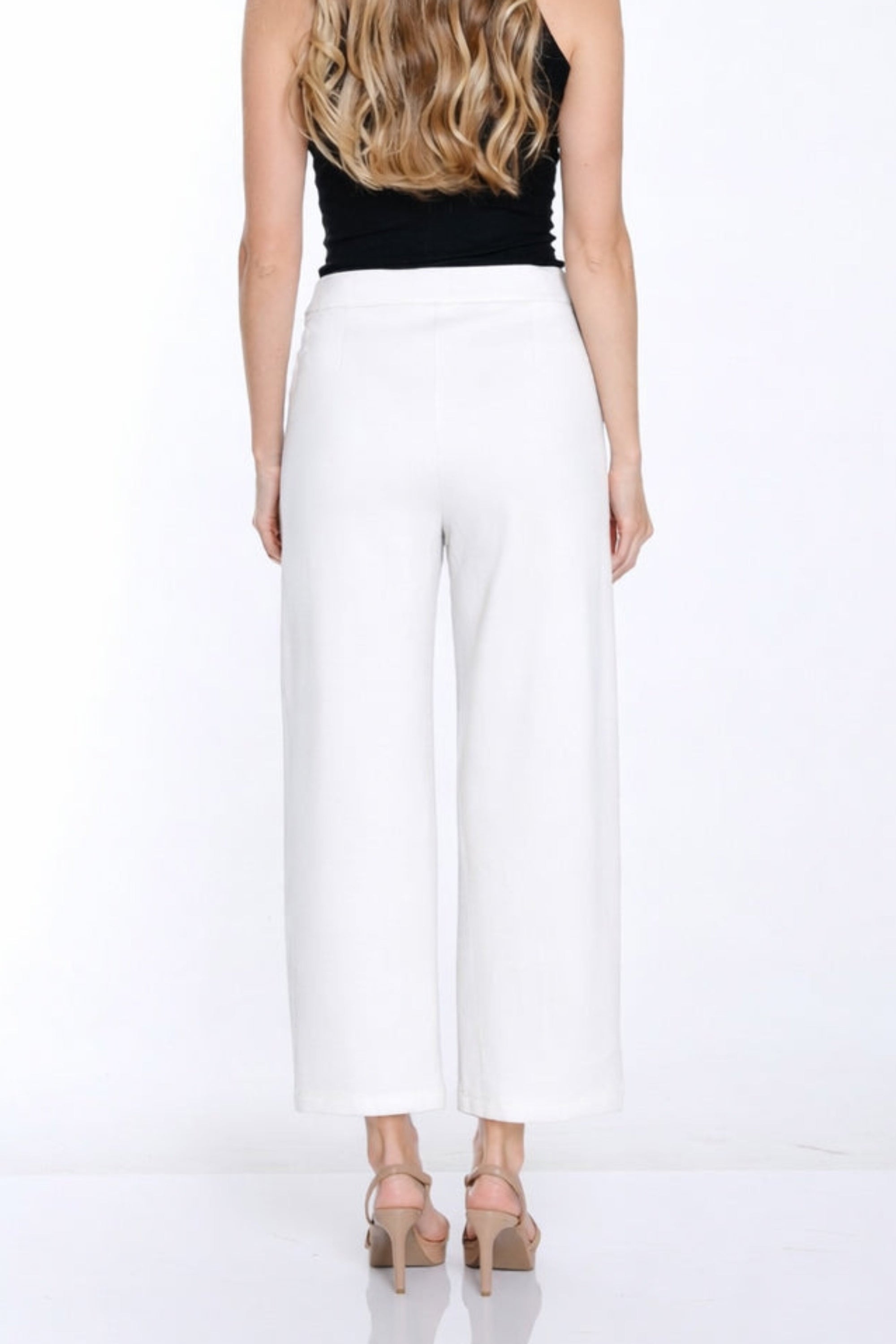 Ponte Wide Leg Crop Pant - White