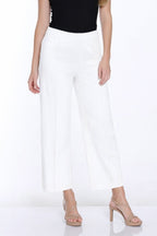 Ponte Wide Leg Crop Pant - White