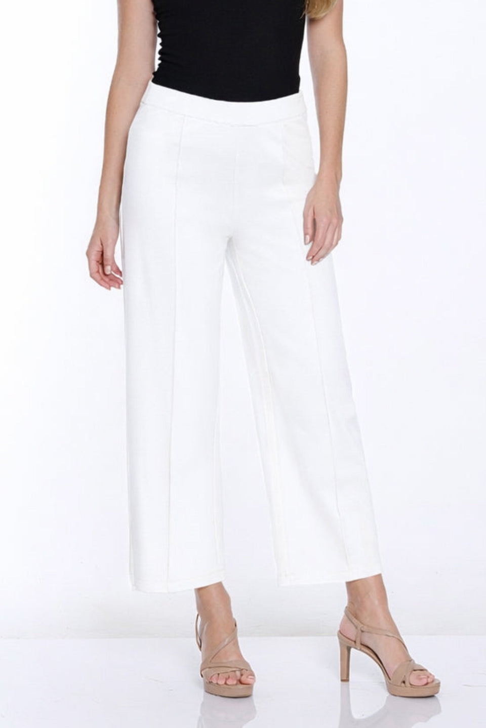Ponte Wide Leg Crop Pant - White