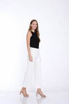 Ponte Wide Leg Crop Pant - White