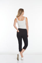 Crop Pant with Real Pockets & Strap Hem Vents - Black
