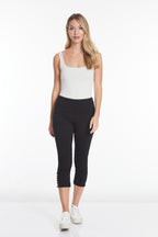 Petite Crop Pant with Real Pockets & Strap Hem Vents - Black