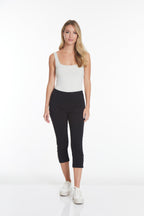 Crop Pant with Real Pockets & Strap Hem Vents - Black